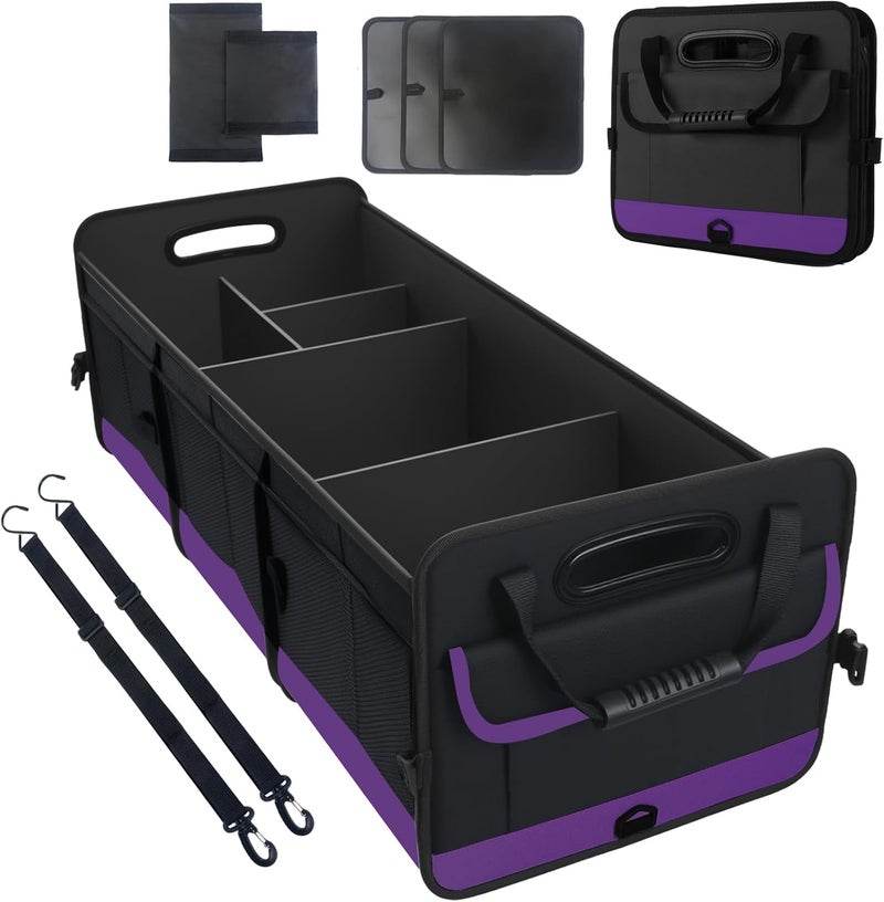 AOPHY Trunk Organizer for Car, Sturdy Storage Organization with Non-Slip Bottom Strips, 95L Large Capacity Cargo Organizer for Suv, Truck, Sedan, Waterproof Portable Car Organizers for Women Men(Purple) - Image 1